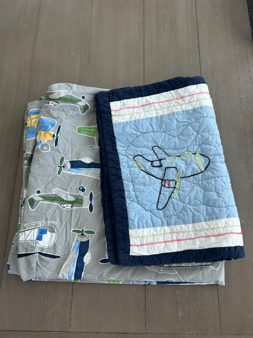 Pottery Barn Kids Airplane Bedding Duvet  Sham Bundle Full Queen